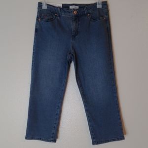 Nine West Blue Women Jeans Stretch Denim Relaxed Fit Chrystie Capri Size 8 NWT